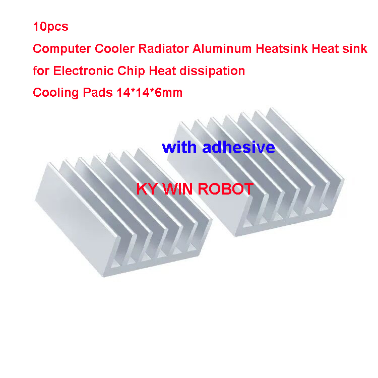 Heatsink Aluminum - ฮีทซิงค์อะลูมิเนียมขนาดเล็กแบบมีกาว 10 ชิ้น ขนาด 14x14x6 มม.