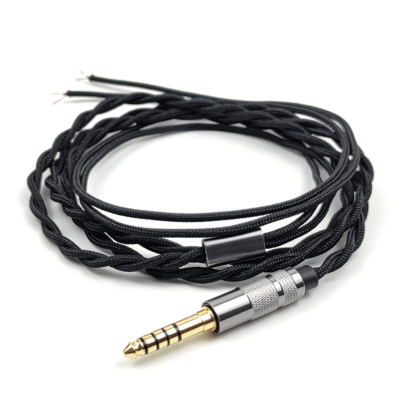 Diy Headphone - แกนลวดชุบเงินสีดำสำหรับซ่อมหูฟังสายหูฟังโทรศัพท์ DIY แจ็คที่สมดุลขนาด4.4มม.