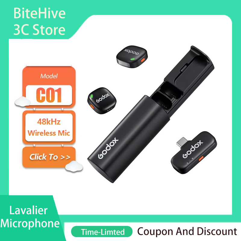 Ribbon Microphone - ไมโครโฟนแบบหนีบเสื้อไร้สาย GODOX C01 115dB Type-C 48KHz