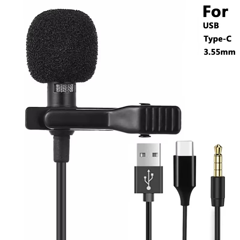 Microphone Capsule - ไมโครโฟนแบบหนีบเสื้อขนาดเล็ก 3.5 มม. สำหรับพีซี แล็ปท็อป ชนิด