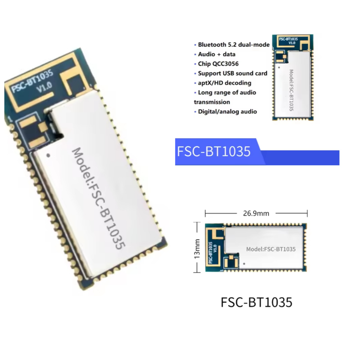 Usb Sound Card - โมดูล FSC-BT1035 ชิป QCC3056 โมดูลบลูทูธ 5.2
