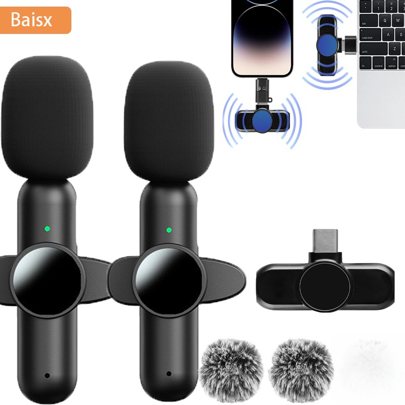 Microphone Capsule - ไมโครโฟนไร้สายแบบหนีบเสื้อสำหรับ iPhone iPad ไมค์ไร้สายสำหรับการบันทึก เสียงสด ยูทูป