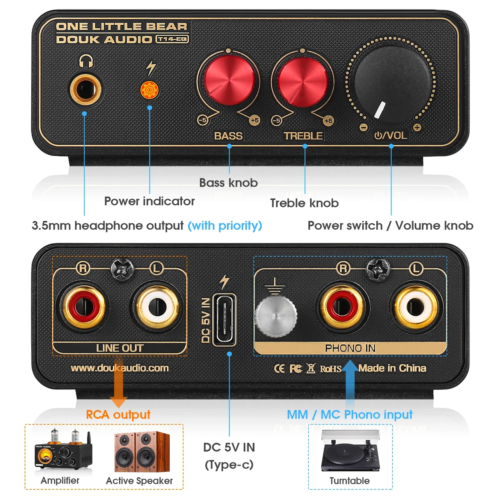 Douk T14-EQ เครื่องเสียงสเตอริ - Passive Preamp บทวิจารณ์และราคา